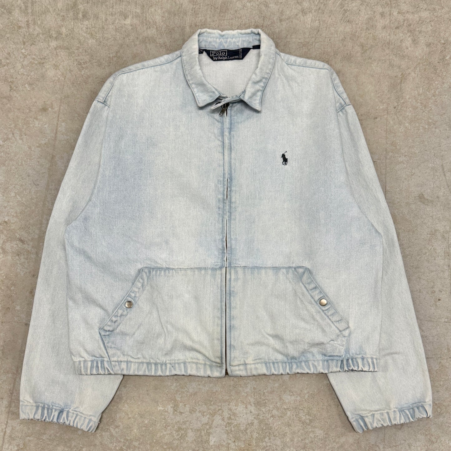 (XL) Vintage Polo Harrington Denim Jacket