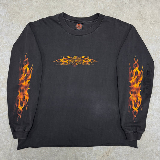 (L) 1999 Harley Davidson Flame Longsleeve Australia