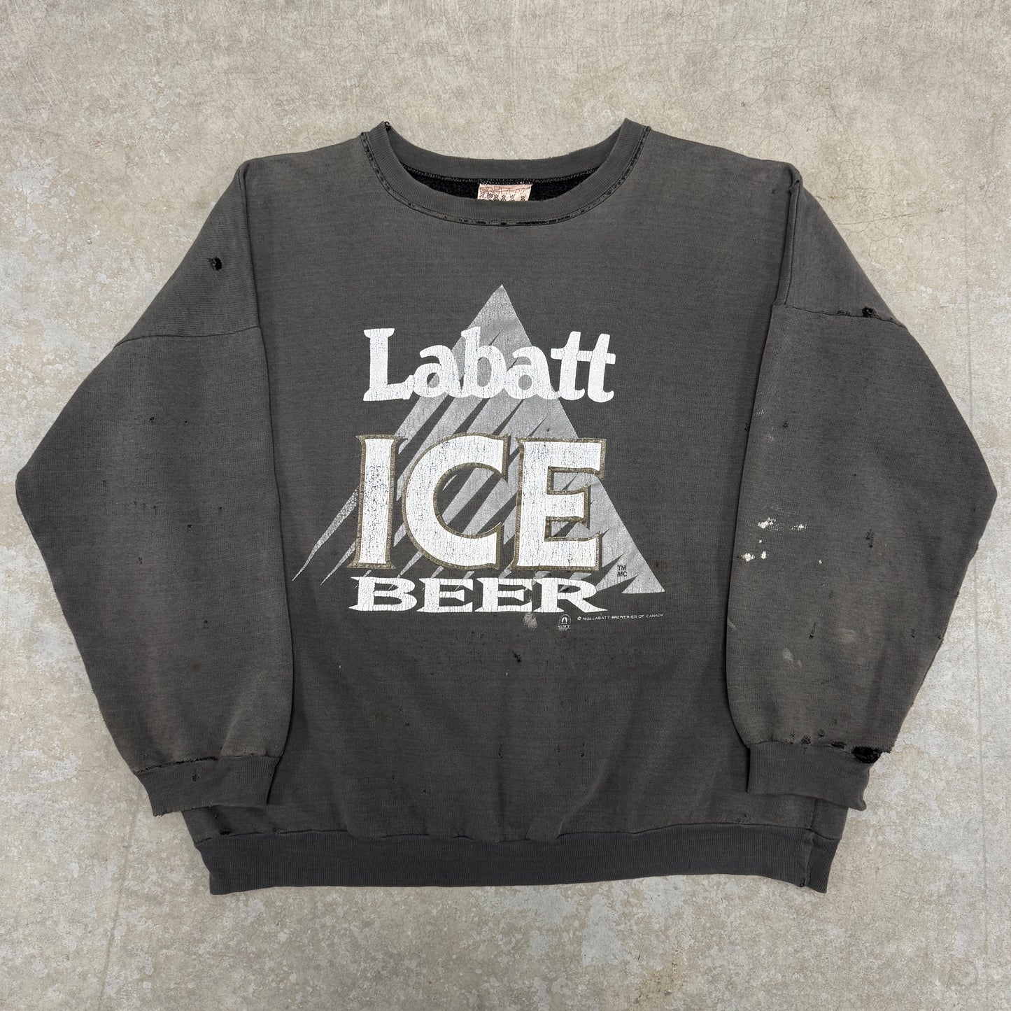 (L) 90s Labatt ICE Beer Crewneck Faded Distressed
