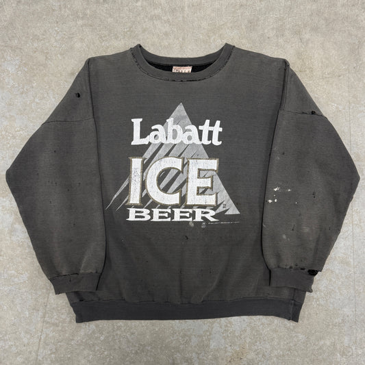 (L) 90s Labatt ICE Beer Crewneck Faded Distressed