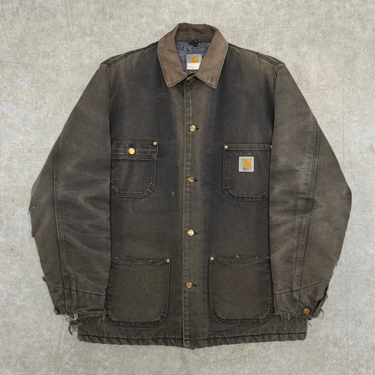 (L) Vintage Carhartt Chore Jacket Faded Black