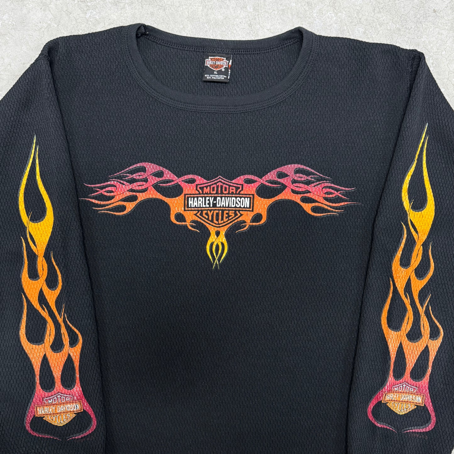 (L) 90s Harley Davidson Flame Thermal Longsleeve
