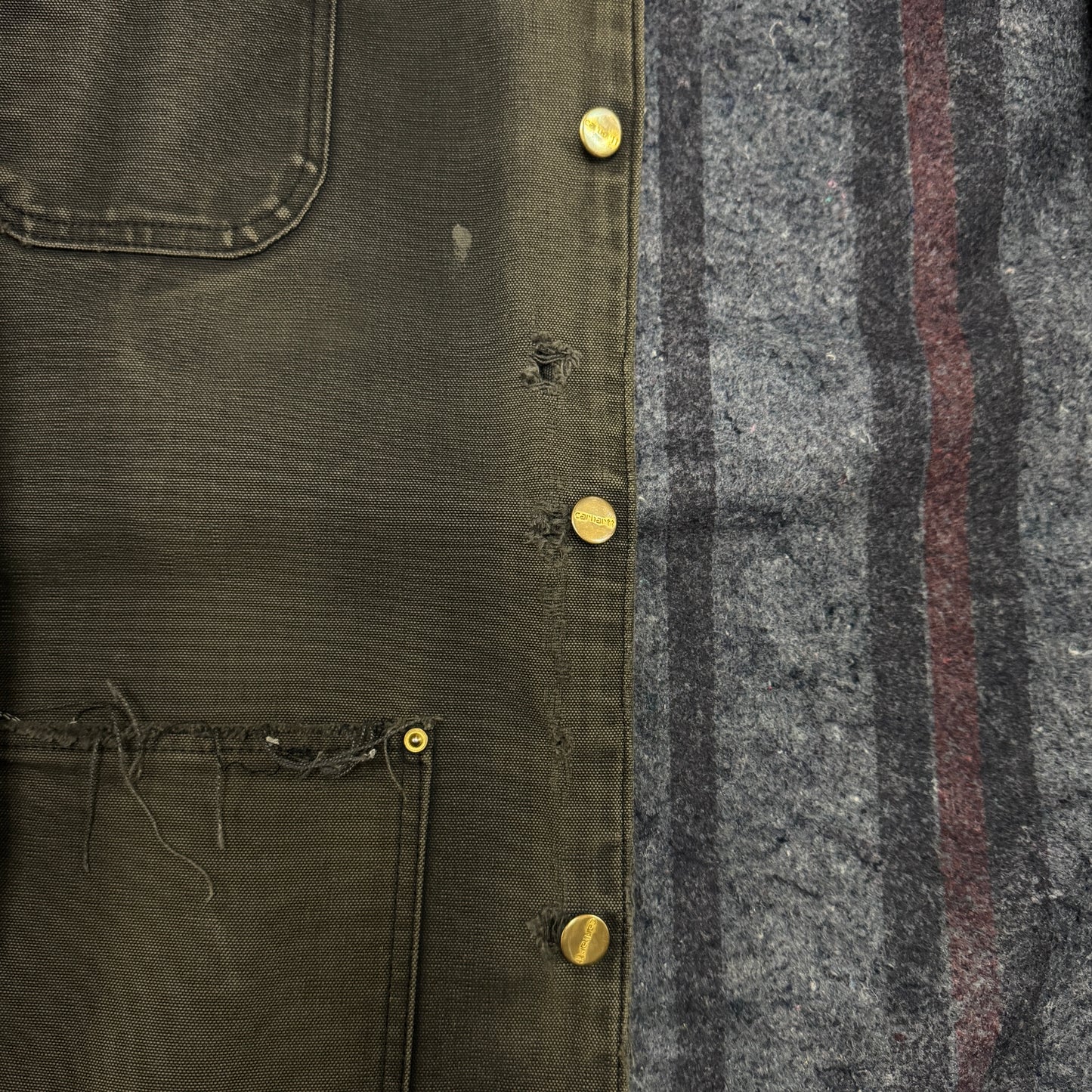 (L) Vintage Carhartt Chore Jacket Faded Black