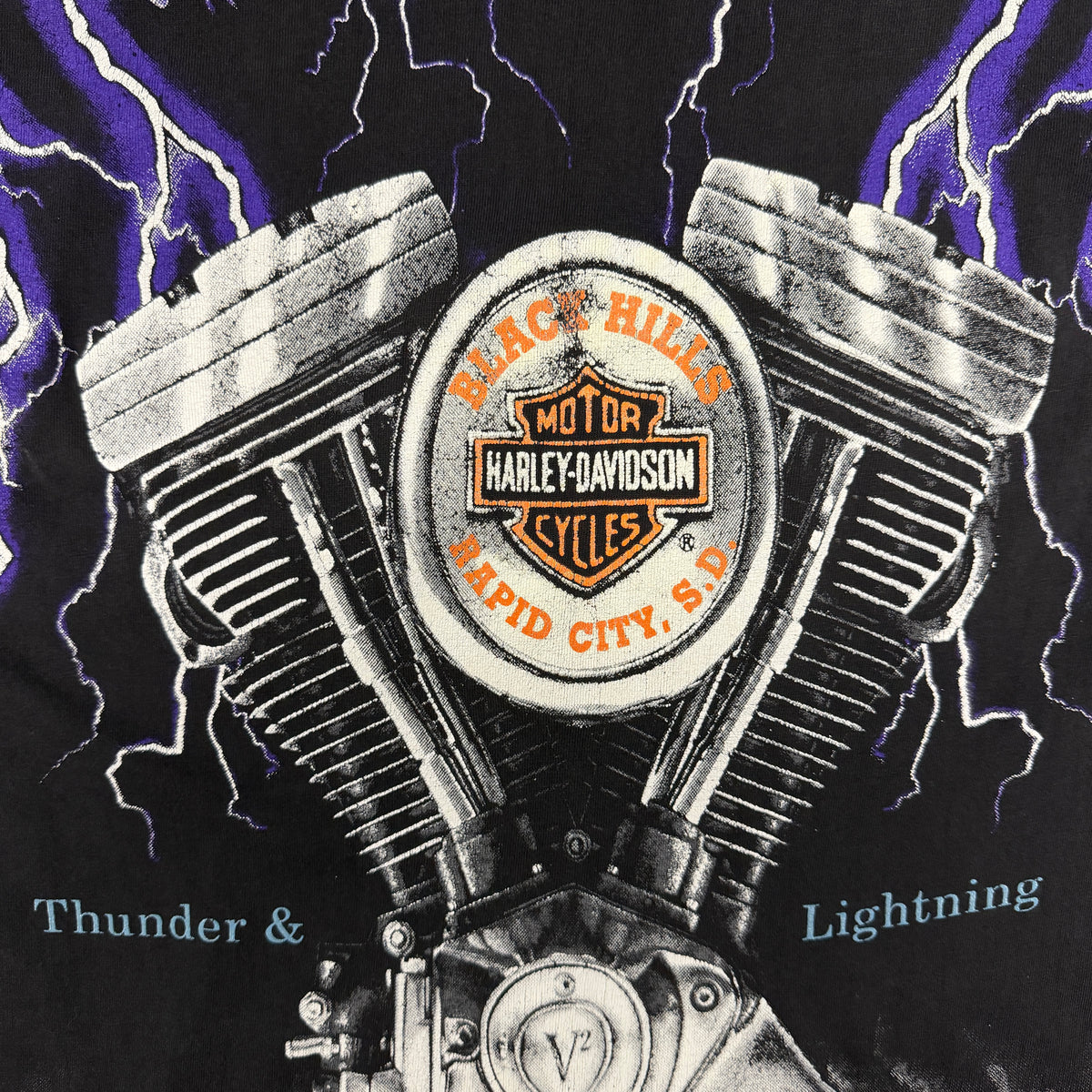 (M) Vintage Harley Davidson Thunder & Lightning Shirt