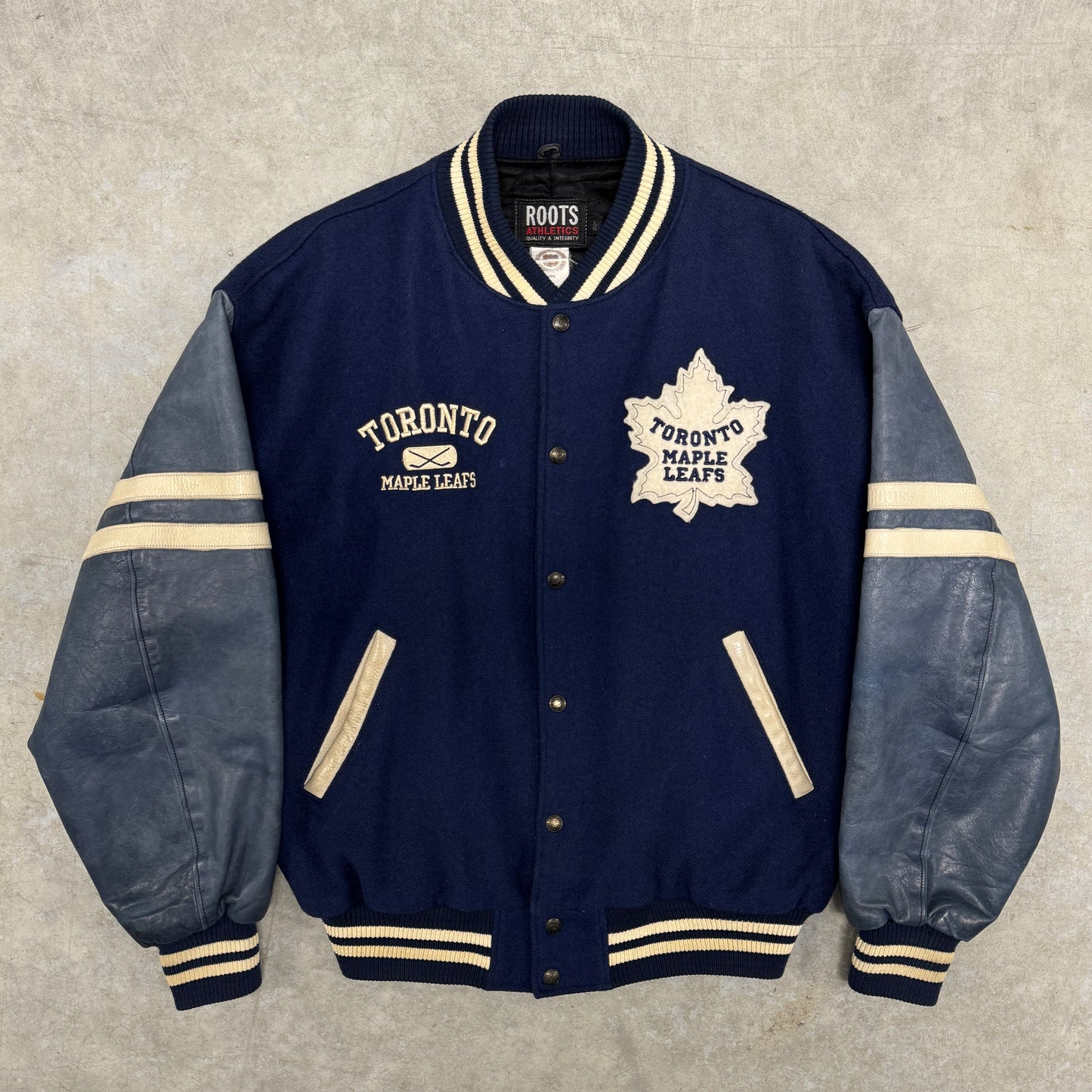 (L) Vintage Toronto Maple Leafs Roots Varsity Jacket
