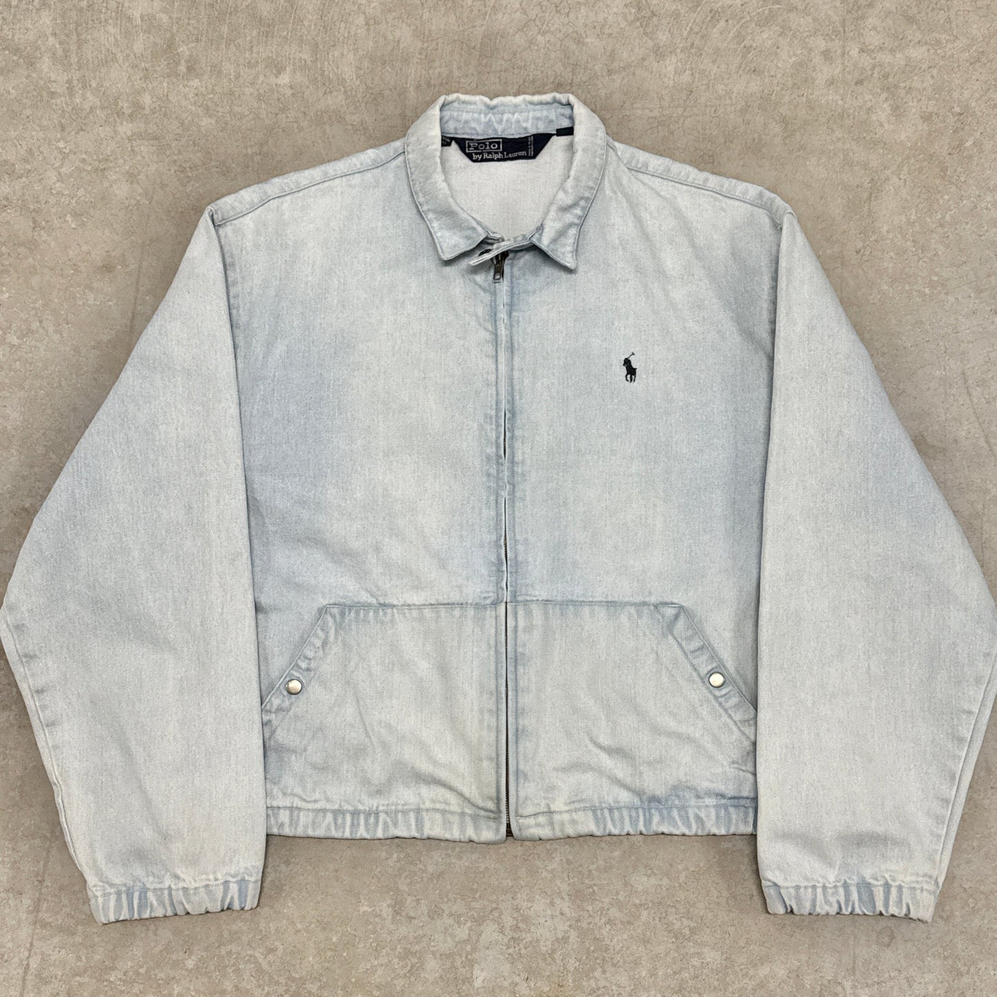 (XL) Vintage Polo Harrington Denim Jacket
