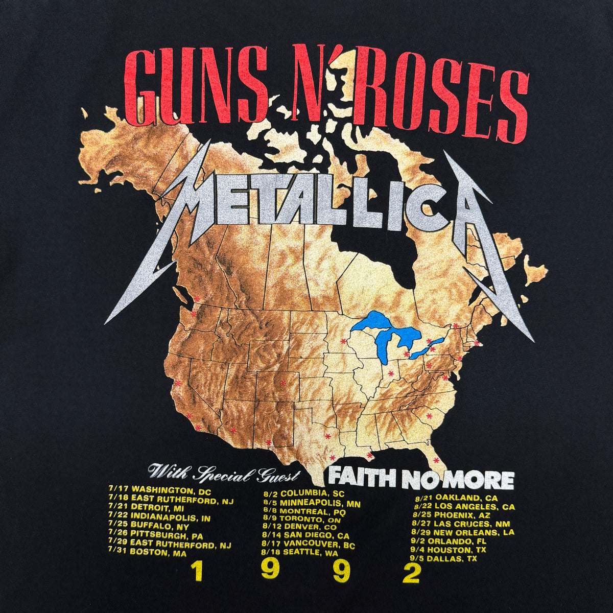 (XL) 1992 Metallica Guns N’ Roses Shirt