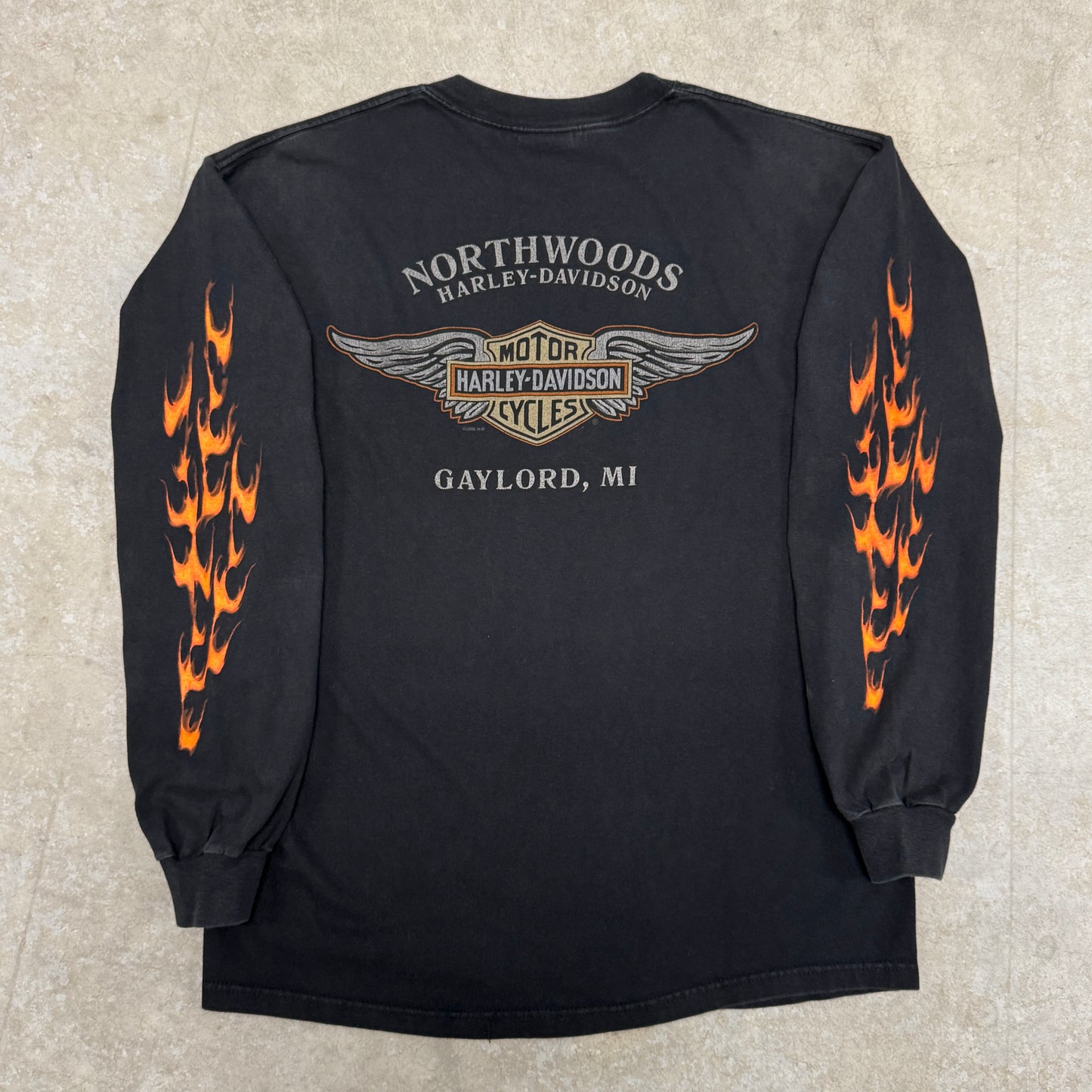 (L) 2006 Harley Davidson Skull Flame Longsleeve